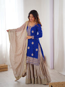 RTC 38 D Chinon Silk Coding Sequnce Work Sharara Suit