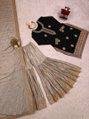 RTC 38 H Chinon Silk Coding Sequnce Work Sharara Suit