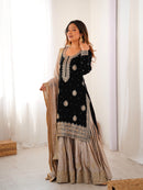 RTC 38 H Chinon Silk Coding Sequnce Work Sharara Suit