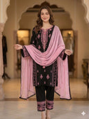 BE 465 B Premium Rayon Embroidery Work Suit