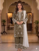 BE 465 C Premium Rayon Embroidery Work Suit