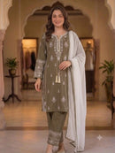 BE 465 C Premium Rayon Embroidery Work Suit