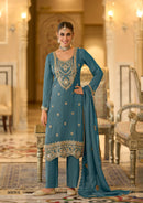 Eba 50170 A Premium Coord Silk Embroidery Work Suit