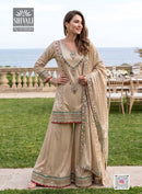 Shivali YG19 00584 Champagne Sequin Embroidered Work Sharara Suit