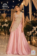 Shivali JCS9 64112 C2 Pink Designer Embroidered Drape Lehenga