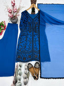 Mt 1074 A Designer Heavy Fuax Georgette Sequence Work Suit