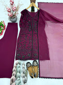 Mt 1074 B Designer Heavy Fuax Georgette Sequence Work Suit