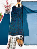 Mt 1074 C Designer Heavy Fuax Georgette Sequence Work Suit