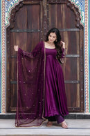 SRK 5373 Heavy Micro Cotton Sequence Embroidery Work Anarkali Gown