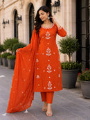 Yd 059 A Heavy Slub Rayon Embroidery Work Suit