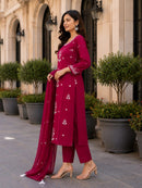 Yd 059 B Heavy Slub Rayon Embroidery Work Suit