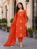 Yd 059 A Heavy Slub Rayon Embroidery Work Suit