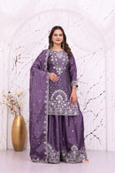 FE 148 Designer Micro Sequence Embroidery Work Sharara Suit
