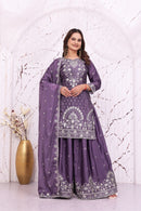 FE 148 Designer Micro Sequence Embroidery Work Sharara Suit