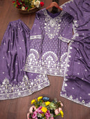 FE 148 Designer Micro Sequence Embroidery Work Sharara Suit
