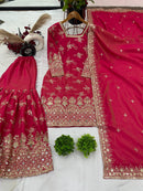 SR 1664 Pure Heavy Simmer Silk Embroidery Work Suit