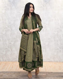 Elegant Olive Green Printed Designer Anarkali Kurti