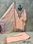 Hoor Tex 971 B Heavy Roman Glass Silk Pakistani Suit