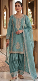 Hoor Tex 970 B Premium Heavy Roman Glass Silk Pakistani Suit