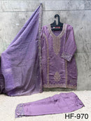 Hoor Tex 970 D Premium Heavy Roman Glass Silk Pakistani Suit