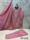 Hoor Tex 970 C Premium Heavy Roman Glass Silk Pakistani Suit