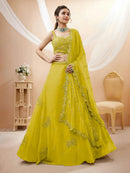 Zeel 7060 Lime Green Georgette Designer Lehenga Choli