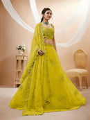 Zeel 7060 Lime Green Georgette Designer Lehenga Choli