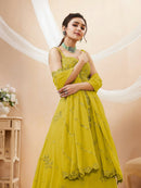 Zeel 7060 Lime Green Georgette Designer Lehenga Choli