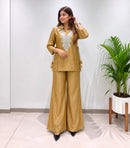 SG Premium Golden Rich Embroidered Designer Co Ord Set