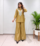 SG Premium Golden Rich Embroidered Designer Co Ord Set