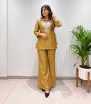 SG Premium Golden Rich Embroidered Designer Co Ord Set