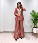 SG Premium Dusty Rose Embroidered Designer Co Ord Set