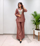SG Premium Dusty Rose Embroidered Designer Co Ord Set