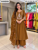 SG Premium Designer Brown Embroidered Anarkali Kurti