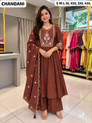 SG Designer Coffee Brown Embroidered Anarkali Kurti