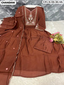 SG Designer Coffee Brown Embroidered Anarkali Kurti