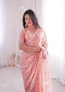 SSC 712 A Premium Fandy Silk Real Beads Moti Work Saree