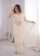 SSC 712 B Premium Fandy Silk Real Beads Moti Work Saree
