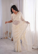 SSC 712 B Premium Fandy Silk Real Beads Moti Work Saree
