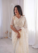 SSC 712 B Premium Fandy Silk Real Beads Moti Work Saree