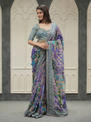 BT 1312 B Premium Soft Chinnon Beautiful Printed Designer Saree
