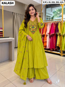 SG Premium Lime Green Embroidered Work Anarkali Kurti