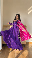 VT 1423 Fox Georgette With Printed Anarkali Gown