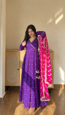 VT 1423 Fox Georgette With Printed Anarkali Gown