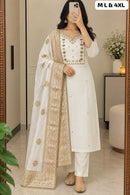 SG Premium White Cotton Embroidered Pakistani Suit