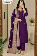 Premium Purple Cotton Embroidered Pakistani Suit