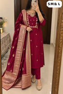 SG Premium Wine Cotton Embroidered Pakistani Suit