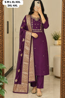 SG Premium Purple Cotton Embroidered Pakistani Suit