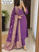 Premium Royal Purple Embroidered Roman Silk Suit