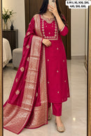 SG Rani Pink Embroidered Roman Silk Designer Suit